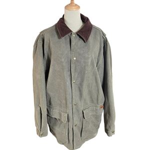 Woolrich Olive Green Vintage Barn Wool Lined Jacket with Brown Corduroy Collar